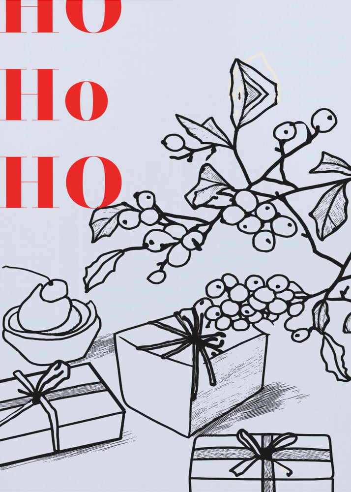 Schleifen und Kugeln: Ho Ho Ho Weihnachten | Leinwand