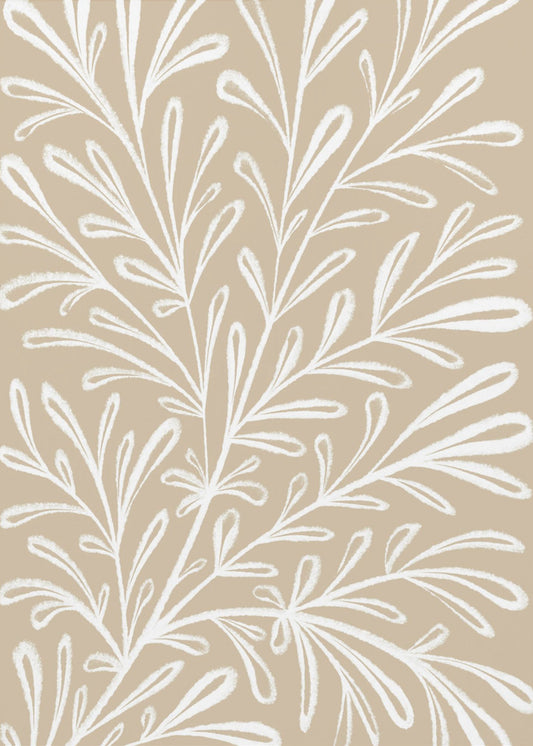 Beige Weiße Pflanze | Leinwand