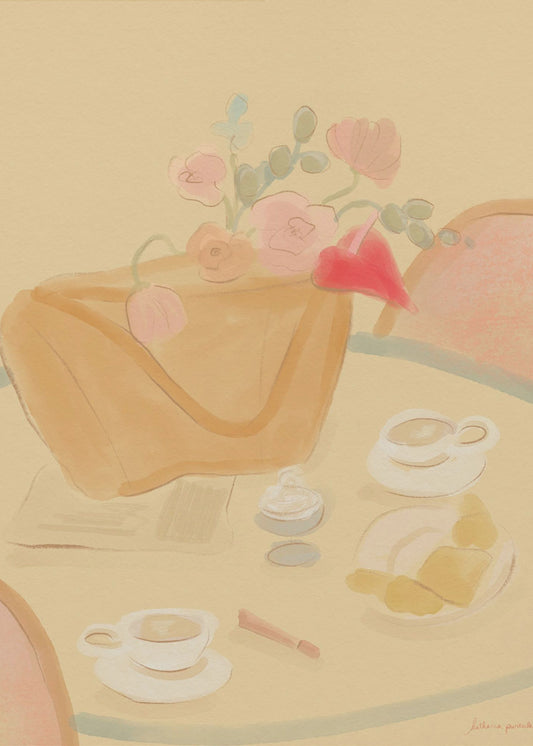 Kaffee-Date mit Blumen | Poster