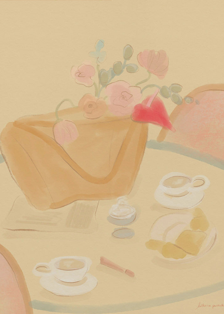 Coffee Date With Flowers | Canvas