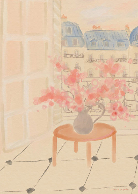 Kirschblüten in einer Pariser Wohnung | Poster