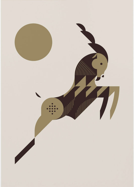 Golden Animals - Wildziege (weiß) | Leinwand