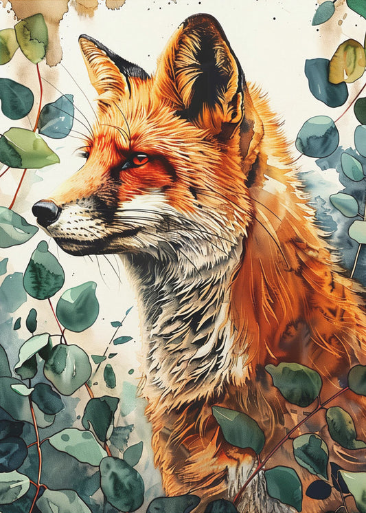 Tier Aquarell Kunst Fuchs 10 | Leinwand