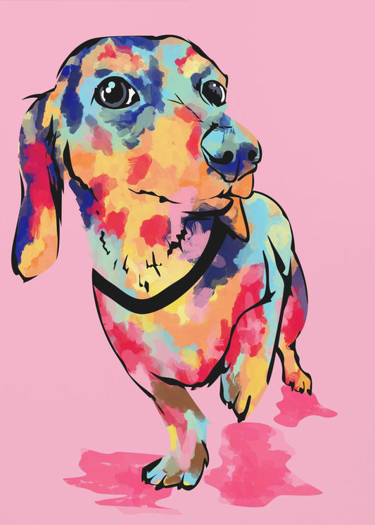 Regenbogenwelpe, süßer und bunter Hund | Poster