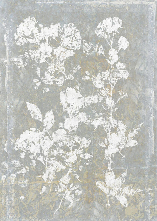 Botanisches Weiß, strukturiertes Blumenmuster 1 | Leinwand
