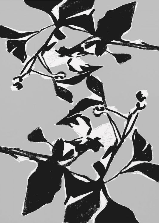 Schwarze Blumensilhouette 1 | Leinwand