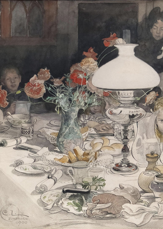 Um die Abendlampe (1900) | Leinwand