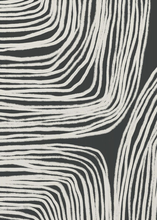Monochrome organische Wellenlinien | Leinwand