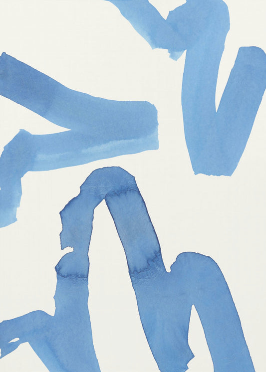 Abstrakter blauer Pinselstrich-Kunstdruck Nr. 1 | Leinwand