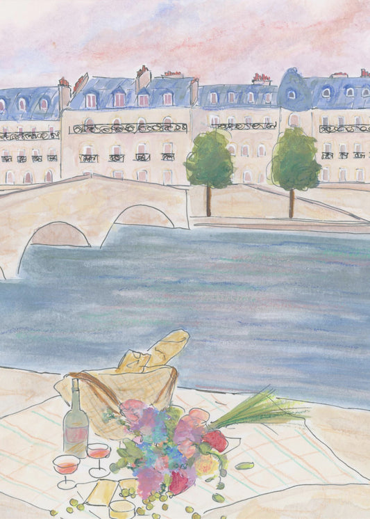 Pariser Picknick an der Seine | Leinwand