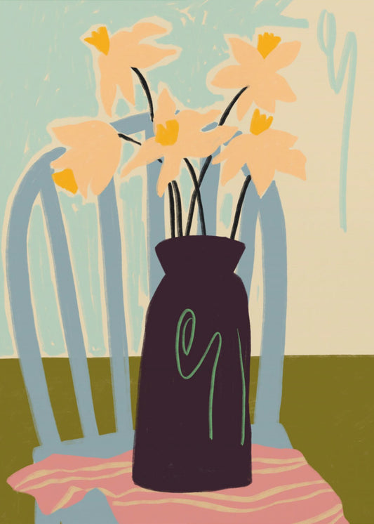 Minimalistisches Stillleben mit Blumen | Leinwand