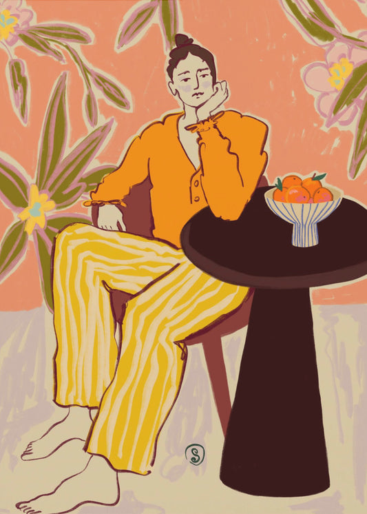 Frau mit Orangen | Leinwand