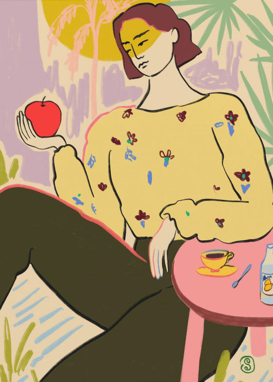 Frau mit Apfel | Poster
