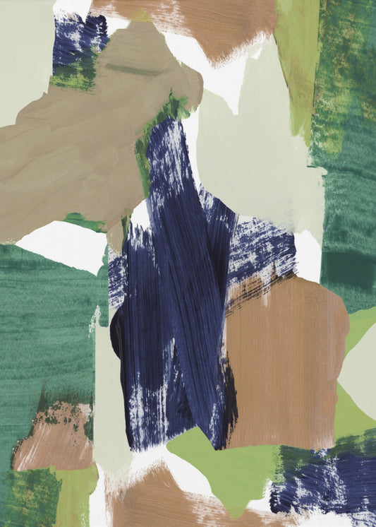 Abstrakt Blau Grün Beige Nr. 2 | Leinwand