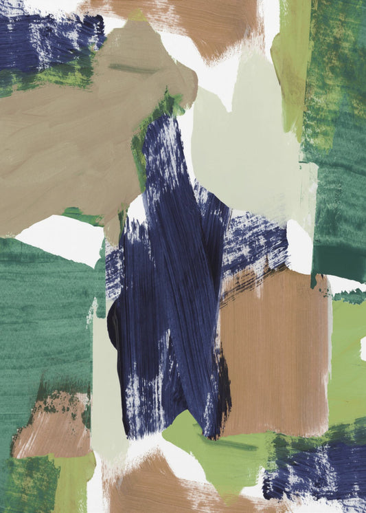 Abstrakt Blau Grün Beige Nr. 1 | Leinwand