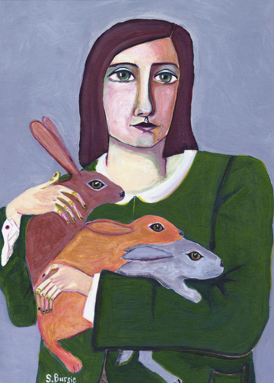 Dame mit drei Kaninchen | Poster