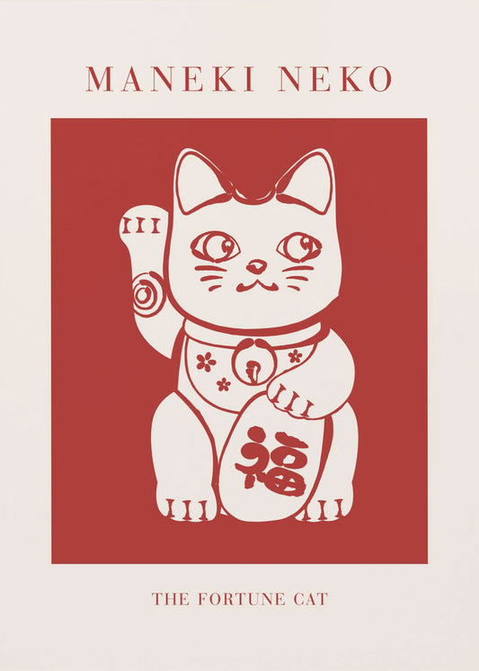 Maneki-Neko Katze Rot | Leinwand