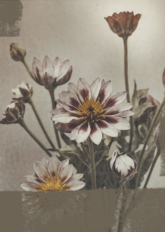5 Vintage Blumen | Leinwand