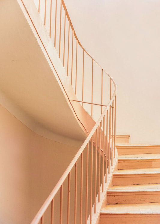Orangefarbene Stufen | Architektonischer Minimalismus | Poster