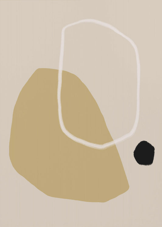 Beige und schwarze geometrische Formen | Leinwand