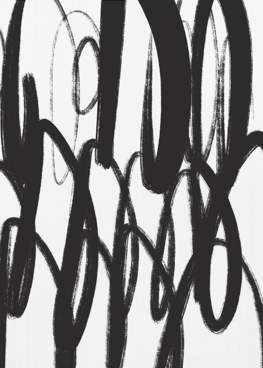 Schwarze und weiße Pinselstriche | Leinwand
