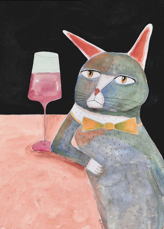 Barkatze mit Fliege | Leinwand