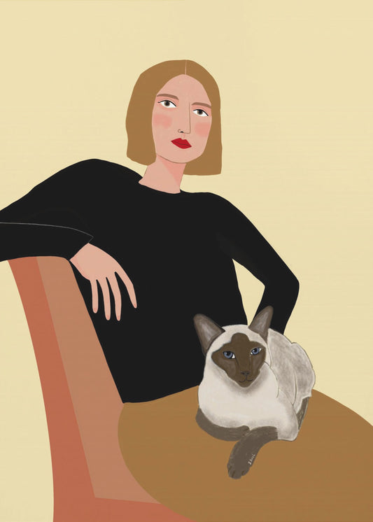 Dame mit Katze | Poster