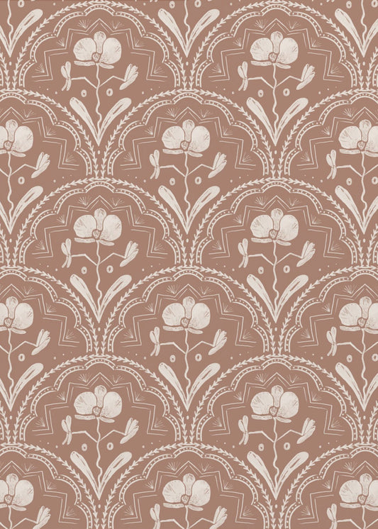 Boho Orchideenfliesen Muster | Leinwand