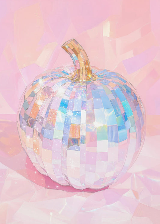 Iridescent Disco Ball Pumpkin | Poster