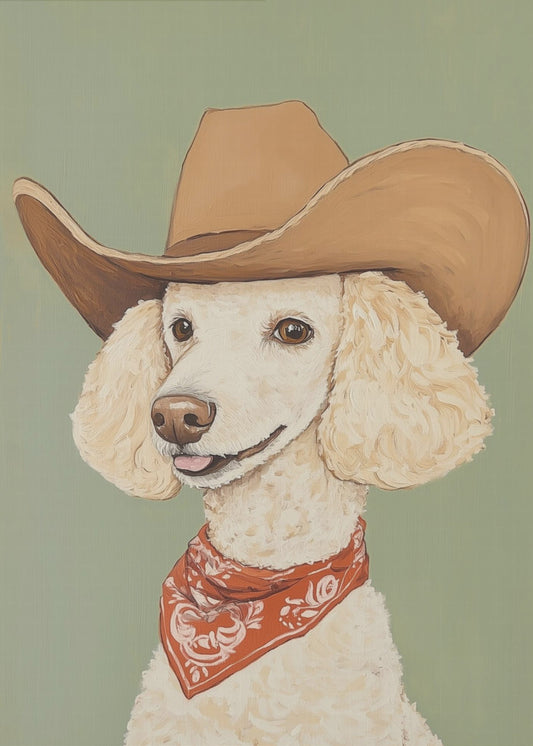 Cowboy Pudel Hund | Leinwand