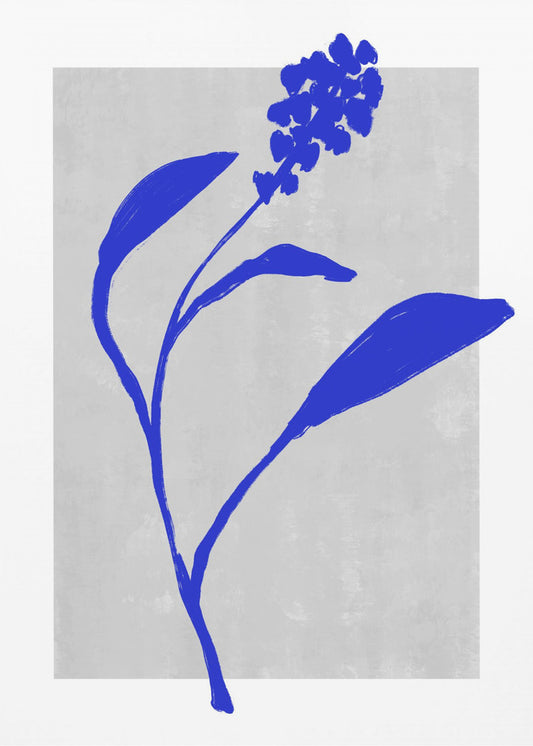 Azurblaue Blütensilhouette | Leinwand