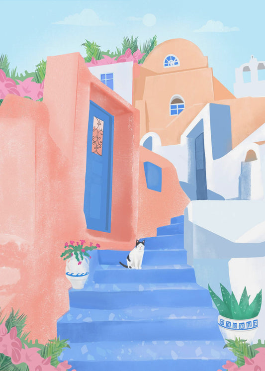 Santorini Straße | Leinwand