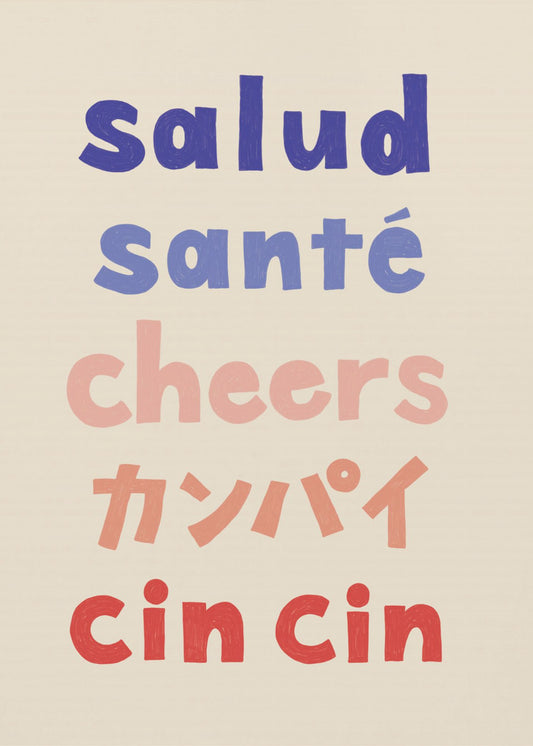 Prost Typografie - Salud Santé Prost Kanpai Cin cin | Leinwand