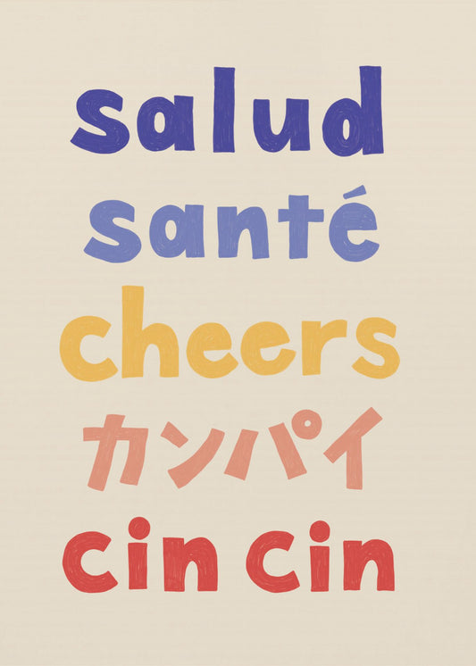 Prost Typografie - Salud Santé Prost Kanpai Cin cin | Leinwand