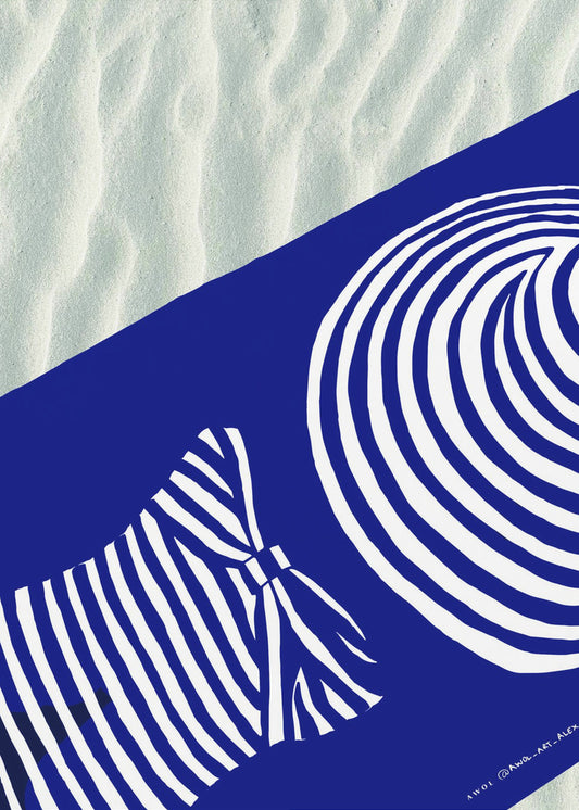 Strand-Wandkunst, Sonnenbaden am Mittelmeer, Kunstdruck | Poster