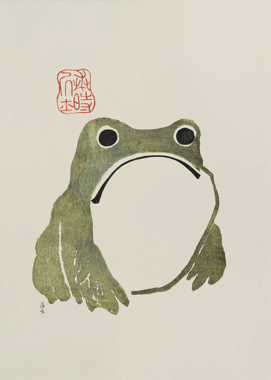 Grumpy Frog I Green | Canvas