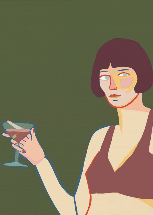Dame mit Cocktail Martini | Leinwand