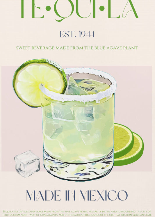 Tequila-Getränk mit Limette und Eis | Leinwand