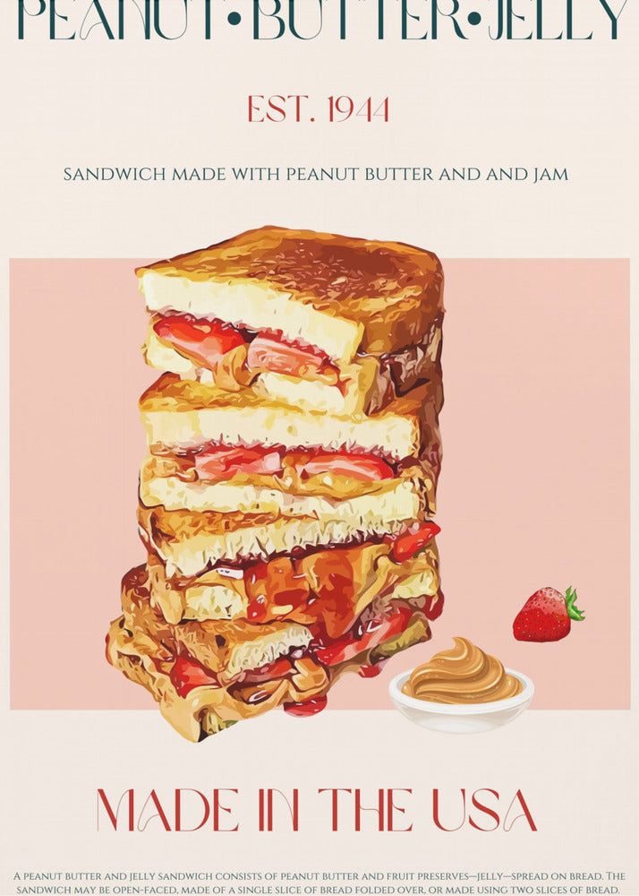 Erdnussbutter- und Marmeladen-Sandwich-Stapel | Leinwand