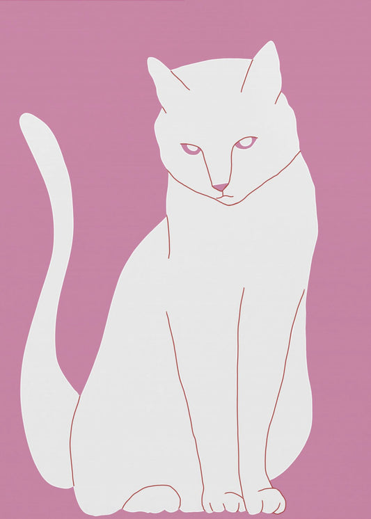 Weiße und rosa Katze | Leinwand