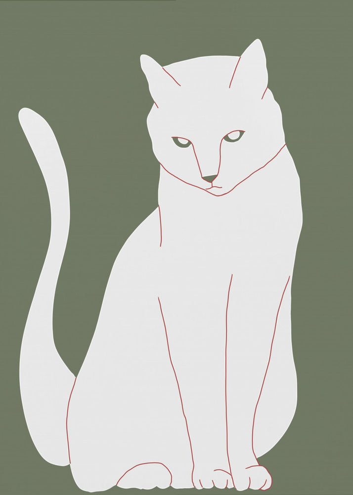 Weiße und grüne Katze | Poster