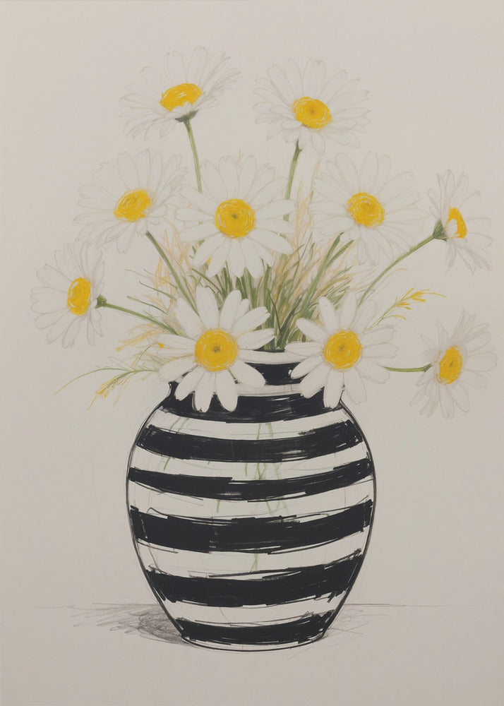 Gestreifte Vase Gänseblümchen | Poster
