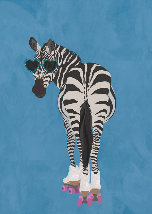 Rollschuh Zebra blau | Canvas