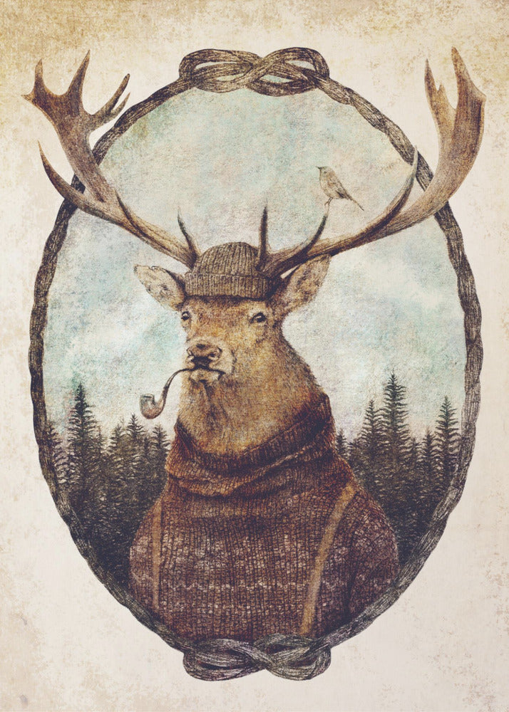 Hirsch in gemütlicher Kleidung | Poster