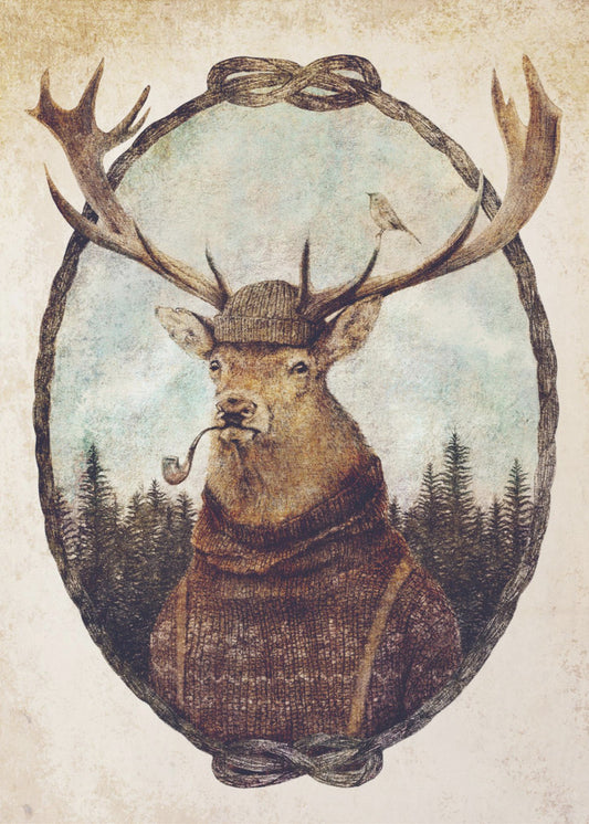 Hirsch in gemütlicher Kleidung | Poster