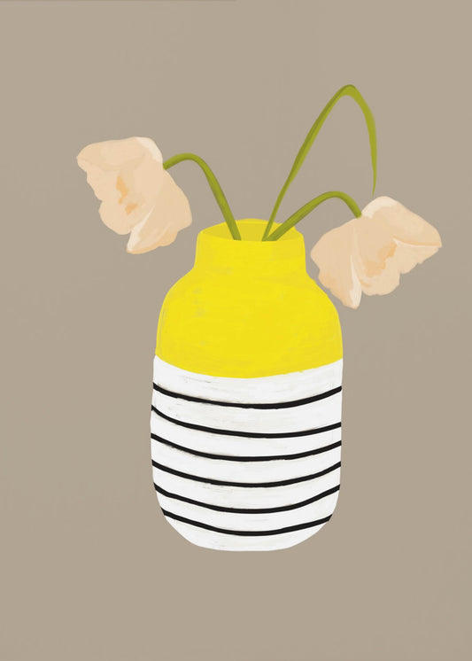 Gestreifte Vase Blüten | Leinwand
