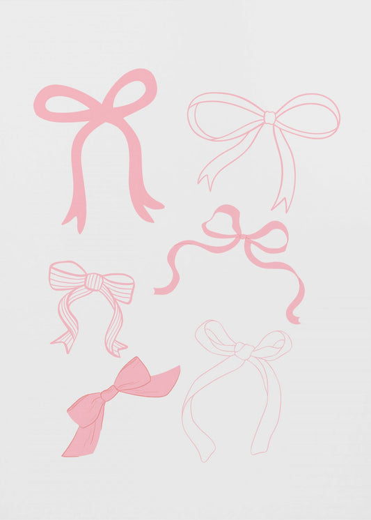 Six Pink Bows In Various Styles | Poster