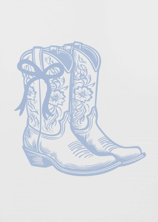Hellblaue Cowgirlstiefel mit Schleife | Canvas