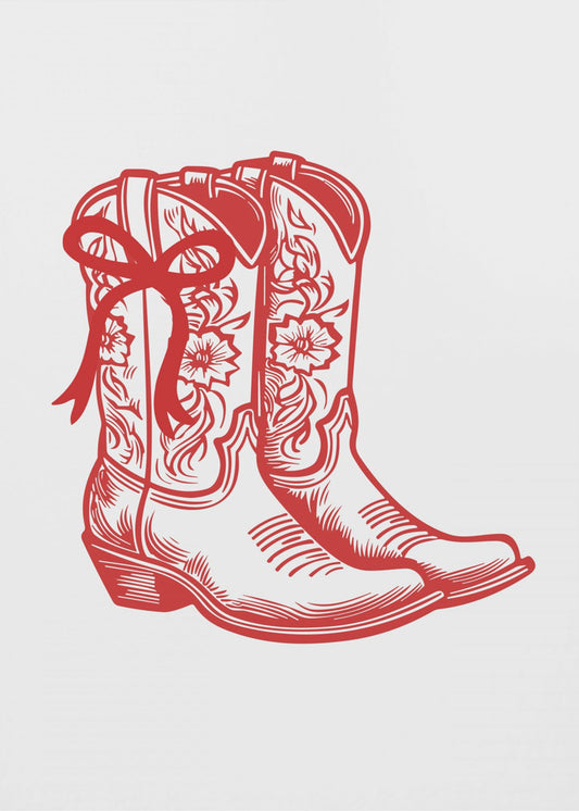 Red Cowgirl Boots with Bow | Poster