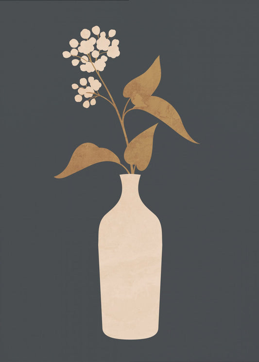 Minimalistische abstrakte Kunstvase mit Blumen | Poster